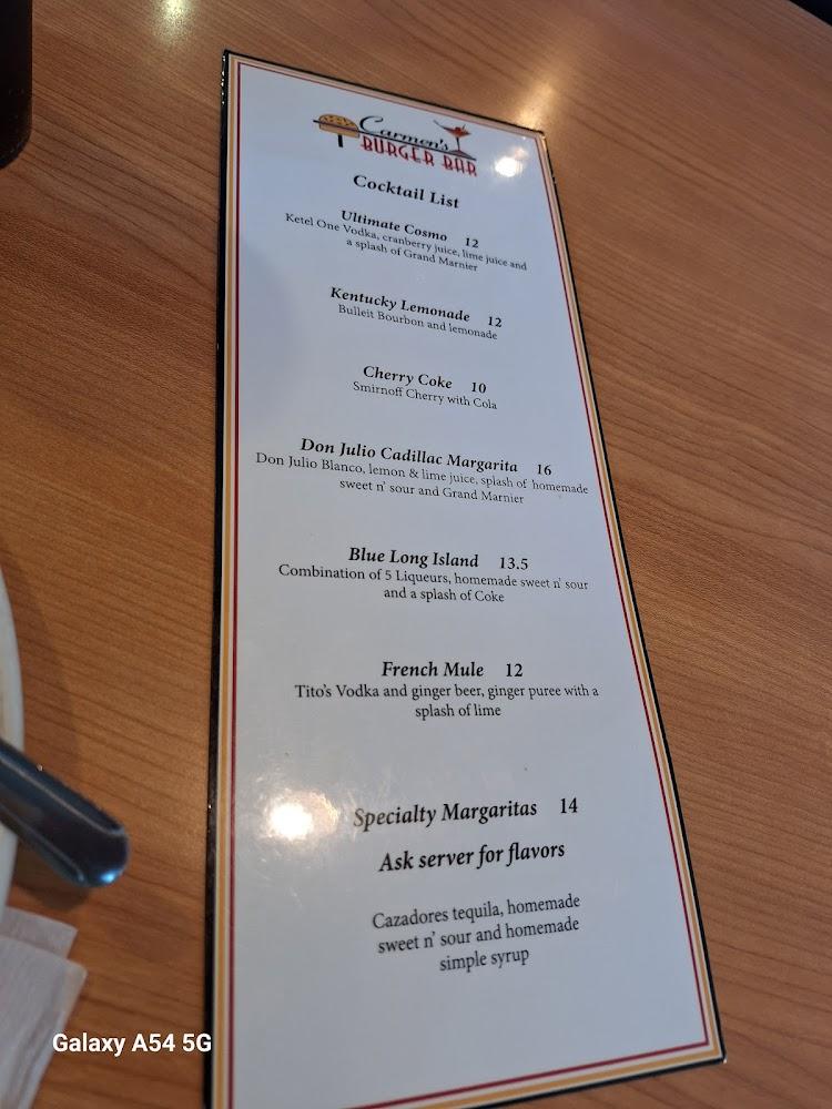 Carmen's Burger Bar Menu image 3