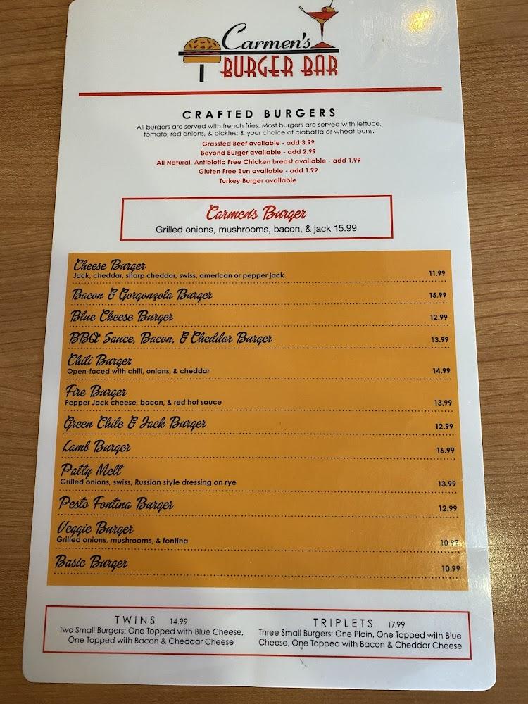 Carmen's Burger Bar Menu image 4